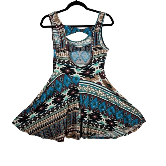 Banana Lemon Dress Women' M Brown Turquoise Tribal Print - Picture 6 of 6